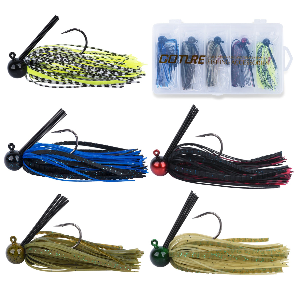 bass lure jig Ultimate Bass Master Jig: Weed Guard Football Jig with Silicone Skirts – GOTURE