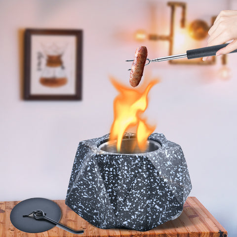Smokeless Tabletop Fire Pit Bowls: Portable Concrete Fire Fit Mini Rubbing Alcohol Fireplace Round Fire Bowl Tree Stump Long Burning Outdoor Indoor Fire Pit Decorate Polygonal Black Smokeless Tabletop Fire Pit Bowls: Portable Concrete Fire Fit Mini Rubbing Alcohol Fireplace Round Fire Bowl Tree Stump Long Burning Outdoor Indoor Fire Pit Decorate Polygonal Black