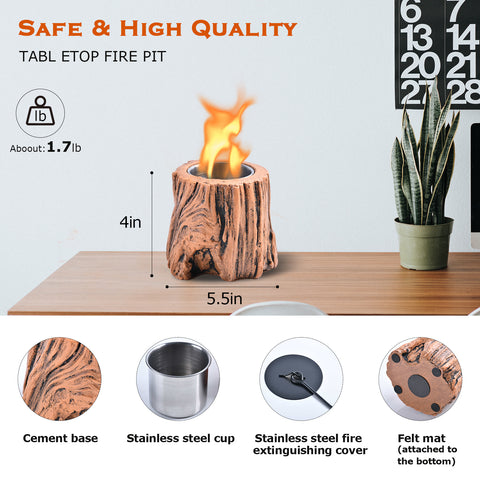 Smokeless Tabletop Fire Pit Bowls: Portable Concrete Fire Fit Mini Rubbing Alcohol Fireplace Round Fire Bowl Tree Stump Long Burning Outdoor Indoor Fire Pit Decorate Stump Smokeless Tabletop Fire Pit Bowls: Portable Concrete Fire Fit Mini Rubbing Alcohol Fireplace Round Fire Bowl Tree Stump Long Burning Outdoor Indoor Fire Pit Decorate Stump