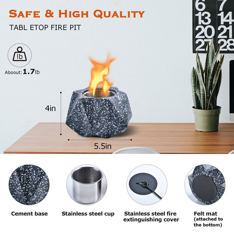 Smokeless Tabletop Fire Pit Bowls: Portable Concrete Fire Fit Mini Rubbing Alcohol Fireplace Round Fire Bowl Tree Stump Long Burning Outdoor Indoor Fire Pit Decorate Polygonal Black Smokeless Tabletop Fire Pit Bowls: Portable Concrete Fire Fit Mini Rubbing Alcohol Fireplace Round Fire Bowl Tree Stump Long Burning Outdoor Indoor Fire Pit Decorate Polygonal Black