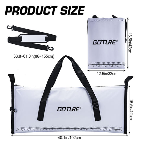 Goture Insulated Fish Cooler Bag, Leakproof Fish Kill Bag, Waterproof Fish Bag with Carry Handle and Strap, Portable Large Fishing Cooler Bag with Drain Plug, Keep Ice Cold All Day, 40inx16.5in Goture Insulated Fish Cooler Bag, Leakproof Fish Kill Bag, Waterproof Fish Bag with Carry Handle and Strap, Portable Large Fishing Cooler Bag with Drain Plug, Keep Ice Cold All Day, 40inx16.5in