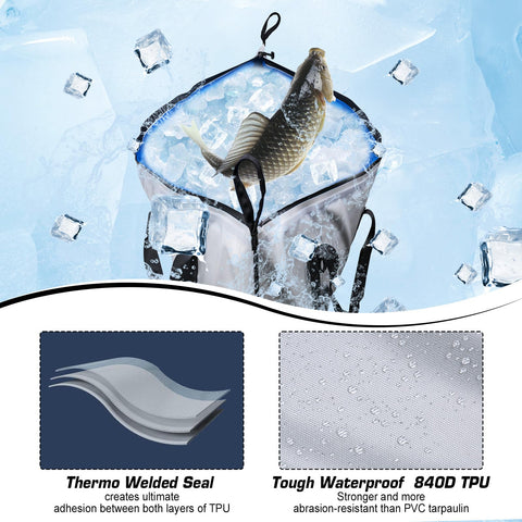 Goture Insulated Fish Cooler Bag, 840D TPU Leakproof Fish Kill Bag, Airtight Zipper Waterproof Fish Bag with Carry Handle, Large Fishing Cooler Bag with Drain Plug, Keep Ice Cold All Day, 59.8”x20” Goture Insulated Fish Cooler Bag, 840D TPU Leakproof Fish Kill Bag, Airtight Zipper Waterproof Fish Bag with Carry Handle, Large Fishing Cooler Bag with Drain Plug, Keep Ice Cold All Day, 59.8”x20”