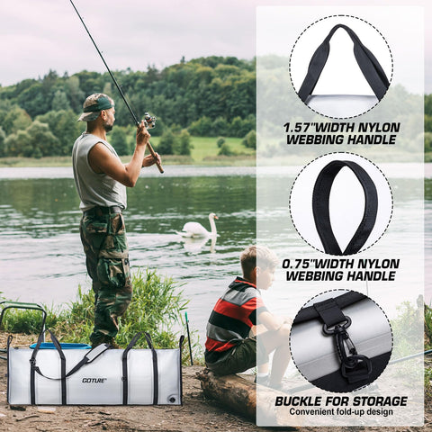 Goture Insulated Fish Cooler Bag, 840D TPU Leakproof Fish Kill Bag, Airtight Zipper Waterproof Fish Bag with Carry Handle, Large Fishing Cooler Bag with Drain Plug, Keep Ice Cold All Day, 59.8”x20” Goture Insulated Fish Cooler Bag, 840D TPU Leakproof Fish Kill Bag, Airtight Zipper Waterproof Fish Bag with Carry Handle, Large Fishing Cooler Bag with Drain Plug, Keep Ice Cold All Day, 59.8”x20”