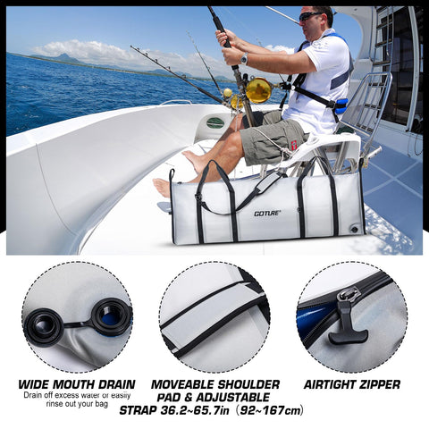 Goture Insulated Fish Cooler Bag, 840D TPU Leakproof Fish Kill Bag, Airtight Zipper Waterproof Fish Bag with Carry Handle, Large Fishing Cooler Bag with Drain Plug, Keep Ice Cold All Day, 59.8”x20” Goture Insulated Fish Cooler Bag, 840D TPU Leakproof Fish Kill Bag, Airtight Zipper Waterproof Fish Bag with Carry Handle, Large Fishing Cooler Bag with Drain Plug, Keep Ice Cold All Day, 59.8”x20”