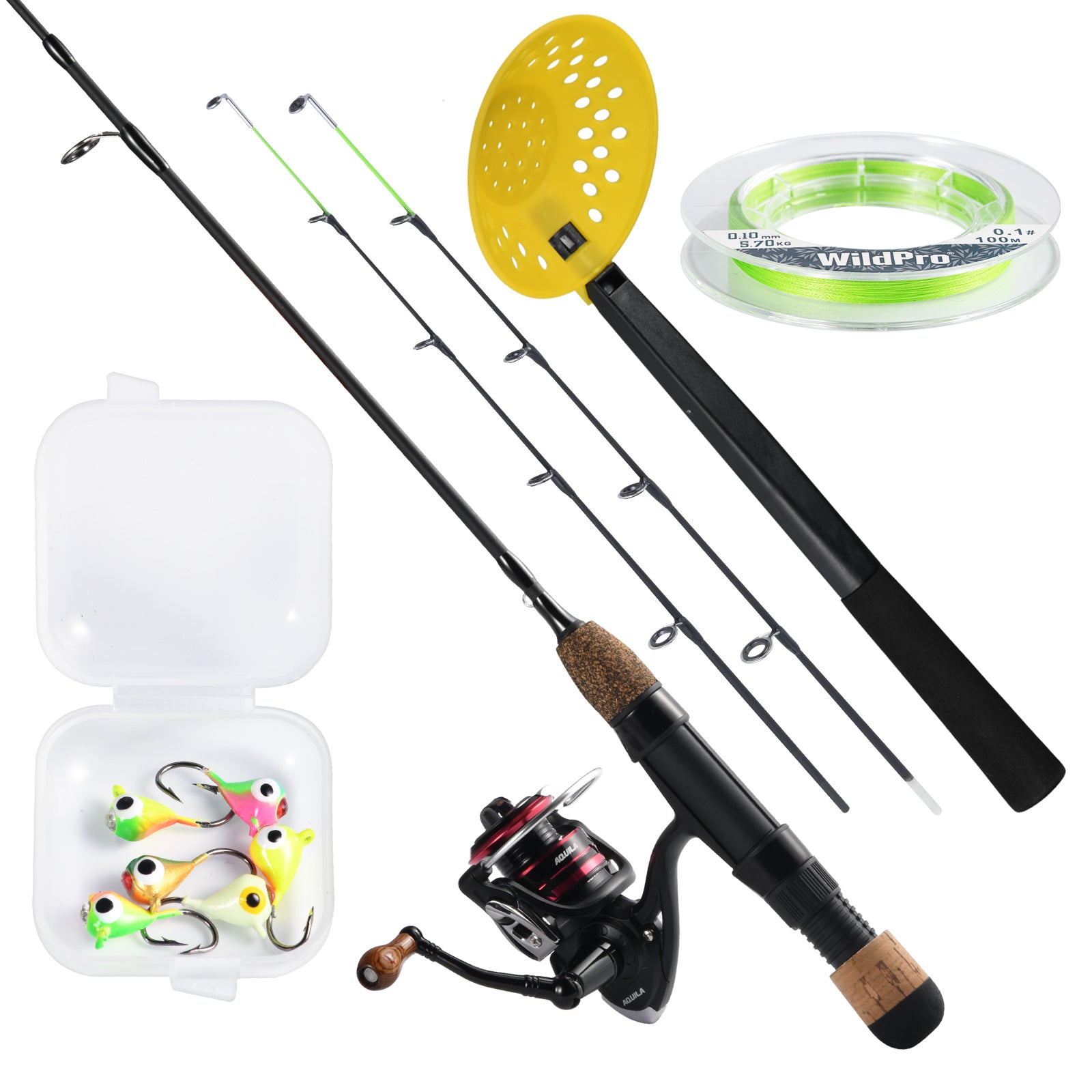 Ice Fishing Pole and Rod, Premium Ice Fishing Rod and Reel Combo with Line,  Hook, and Scoop, Ideal Ice Fishing Poles and Reels Combo Gear Set for
