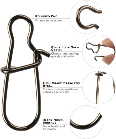 100PCS Duo-lock Lock Snaps Nice Swivel For Fishing Connector - GOTURE 100PCS Duo-lock Lock Snaps Nice Swivel For Fishing Connector - GOTURE
