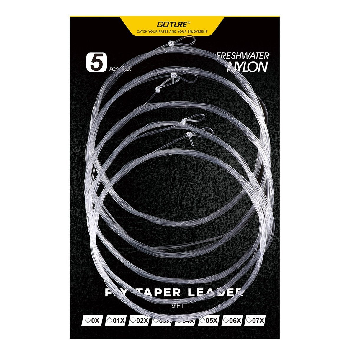Goture 5-PC Clear Nylon Fly Fishing Tapered Leader with Loop – GOTURE