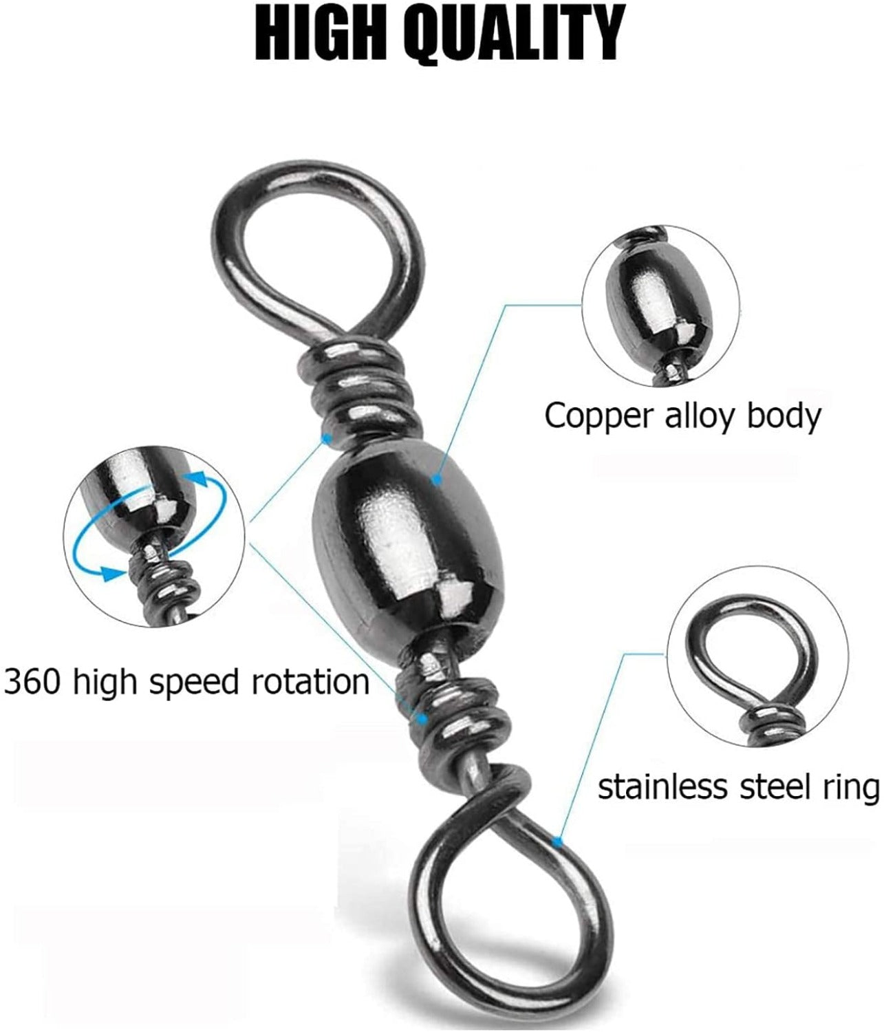Goture 200PCS High Strength Stainless Steel Fishing Barrel Swivels Goture 200PCS High Strength Stainless Steel Fishing Barrel Swivels