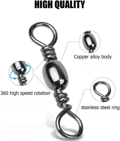 Goture 200PCS High Strength Stainless Steel Fishing Barrel Swivels Goture 200PCS High Strength Stainless Steel Fishing Barrel Swivels
