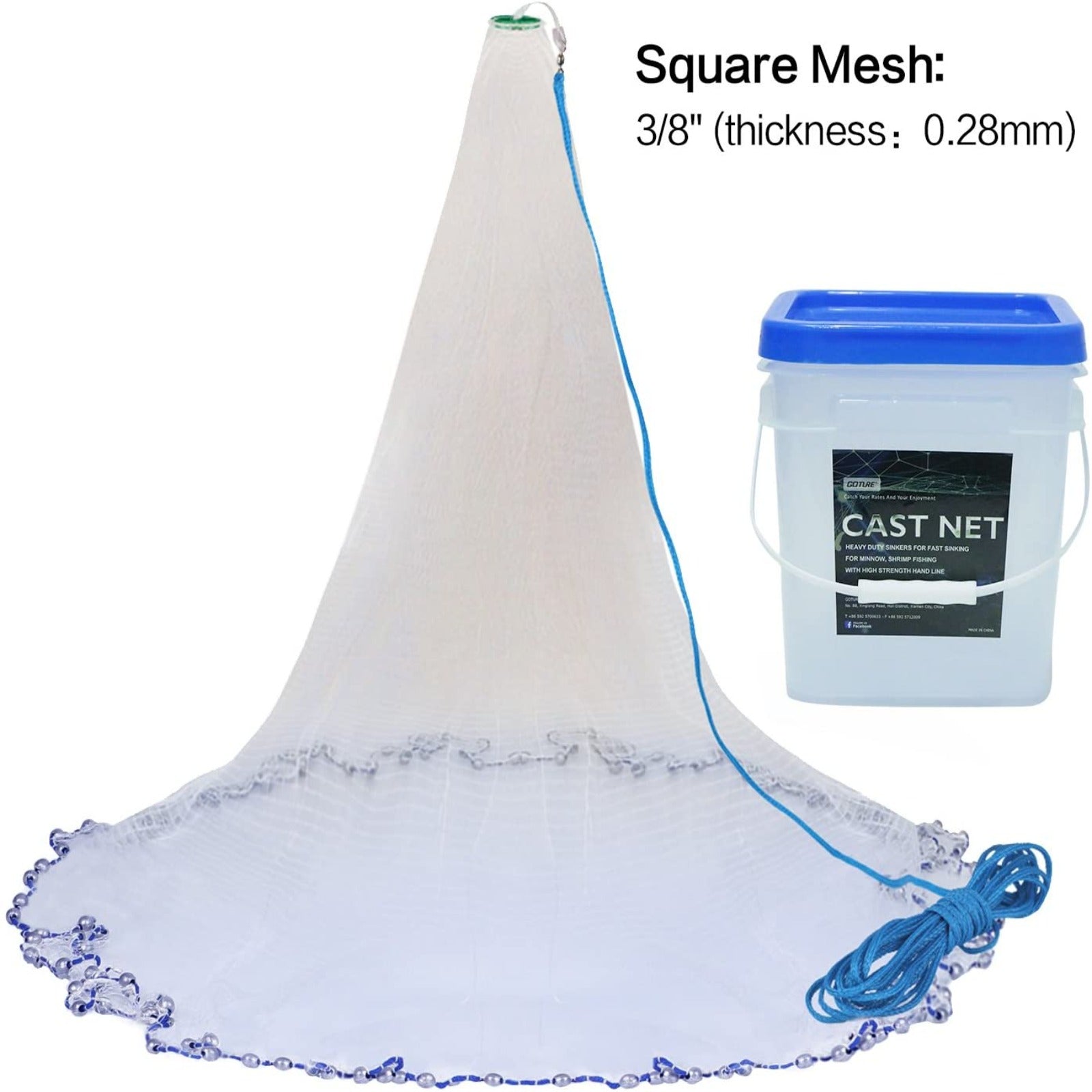 Casting Net for Saltwater and Freshwater Hand Throw Fishing Net