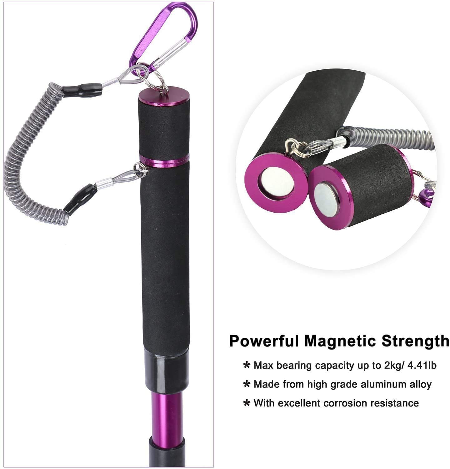 GOTURE Aluminum Alloy Magnetic Clip Soft Rubber Mesh Fly Fishing Landing Net GOTURE Aluminum Alloy Magnetic Clip Soft Rubber Mesh Fly Fishing Landing Net