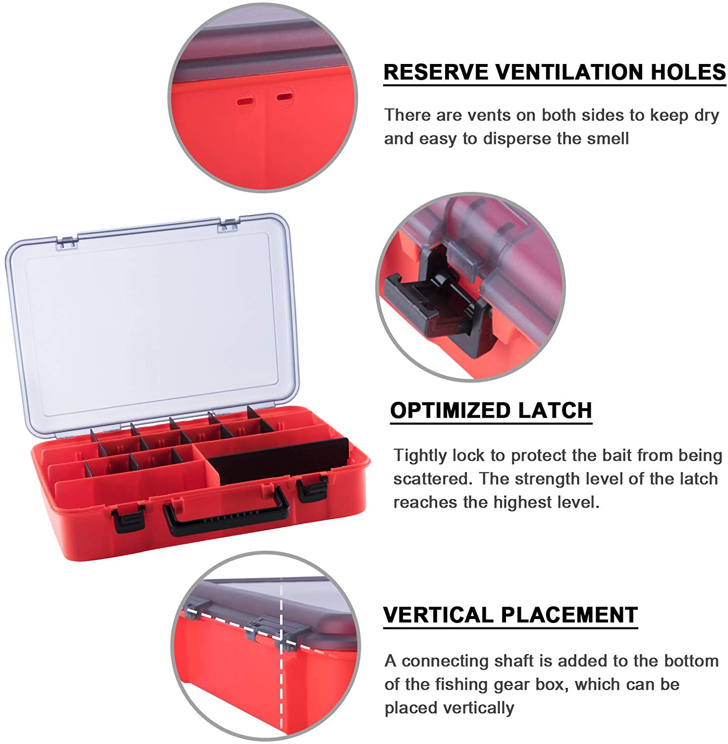 Adjustable Divider Removable Large Fishing Tackle Box with Secure Locks - GOTURE Adjustable Divider Removable Large Fishing Tackle Box with Secure Locks - GOTURE