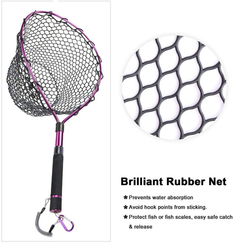 GOTURE Aluminum Alloy Magnetic Clip Soft Rubber Mesh Fly Fishing Landing Net GOTURE Aluminum Alloy Magnetic Clip Soft Rubber Mesh Fly Fishing Landing Net