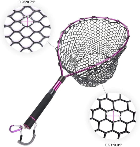 GOTURE Aluminum Alloy Magnetic Clip Soft Rubber Mesh Fly Fishing Landing Net GOTURE Aluminum Alloy Magnetic Clip Soft Rubber Mesh Fly Fishing Landing Net