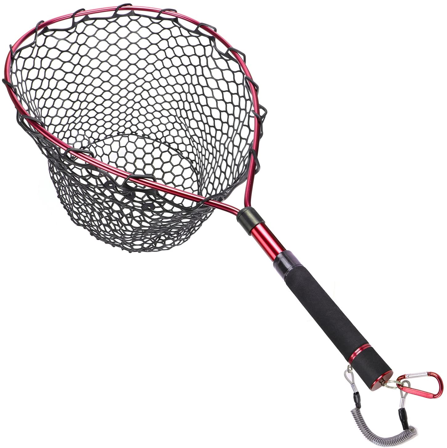 GOTURE Aluminum Alloy Magnetic Clip Soft Rubber Mesh Fly Fishing Landing Net GOTURE Aluminum Alloy Magnetic Clip Soft Rubber Mesh Fly Fishing Landing Net