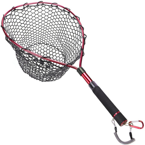 GOTURE Aluminum Alloy Magnetic Clip Soft Rubber Mesh Fly Fishing Landing Net GOTURE Aluminum Alloy Magnetic Clip Soft Rubber Mesh Fly Fishing Landing Net