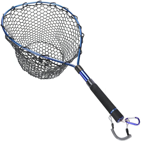 GOTURE Aluminum Alloy Magnetic Clip Soft Rubber Mesh Fly Fishing Landing Net GOTURE Aluminum Alloy Magnetic Clip Soft Rubber Mesh Fly Fishing Landing Net