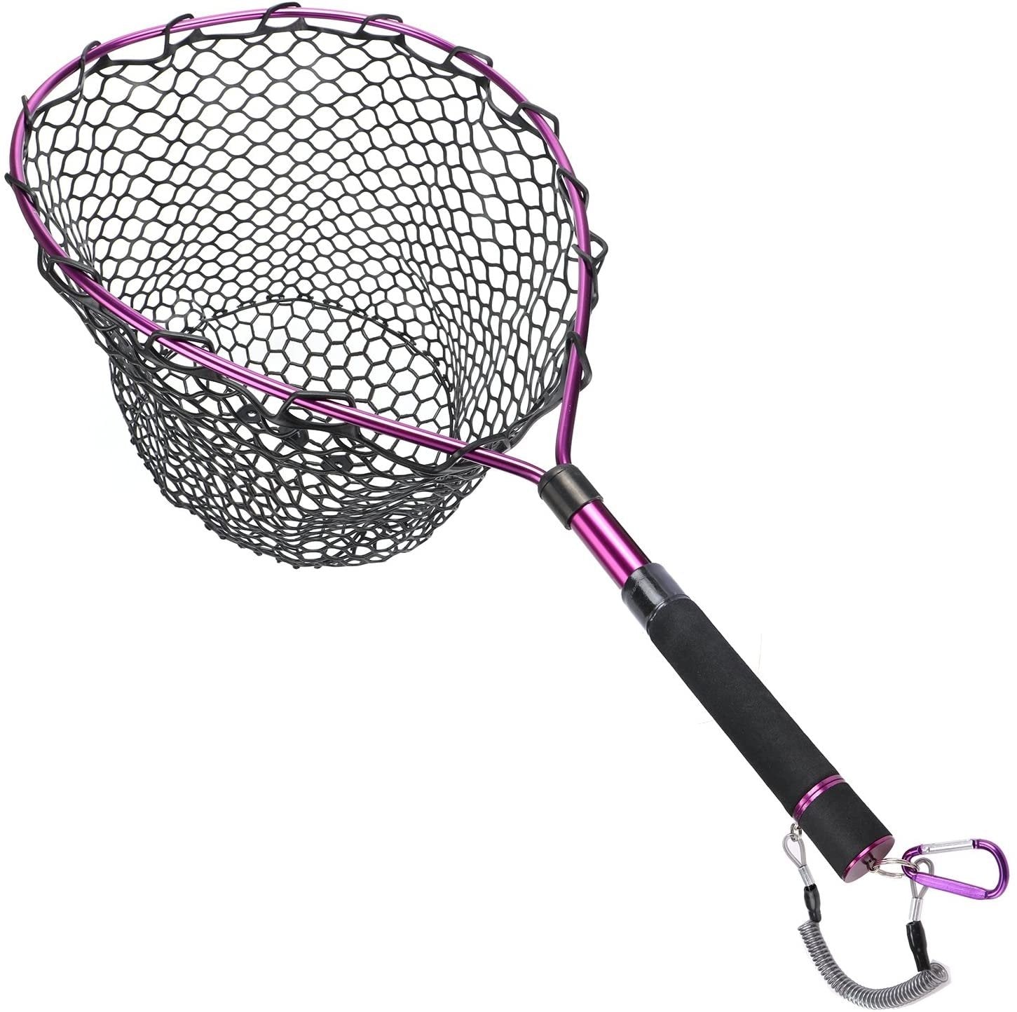 GOTURE Aluminum Alloy Magnetic Clip Soft Rubber Mesh Fly Fishing Landing Net GOTURE Aluminum Alloy Magnetic Clip Soft Rubber Mesh Fly Fishing Landing Net