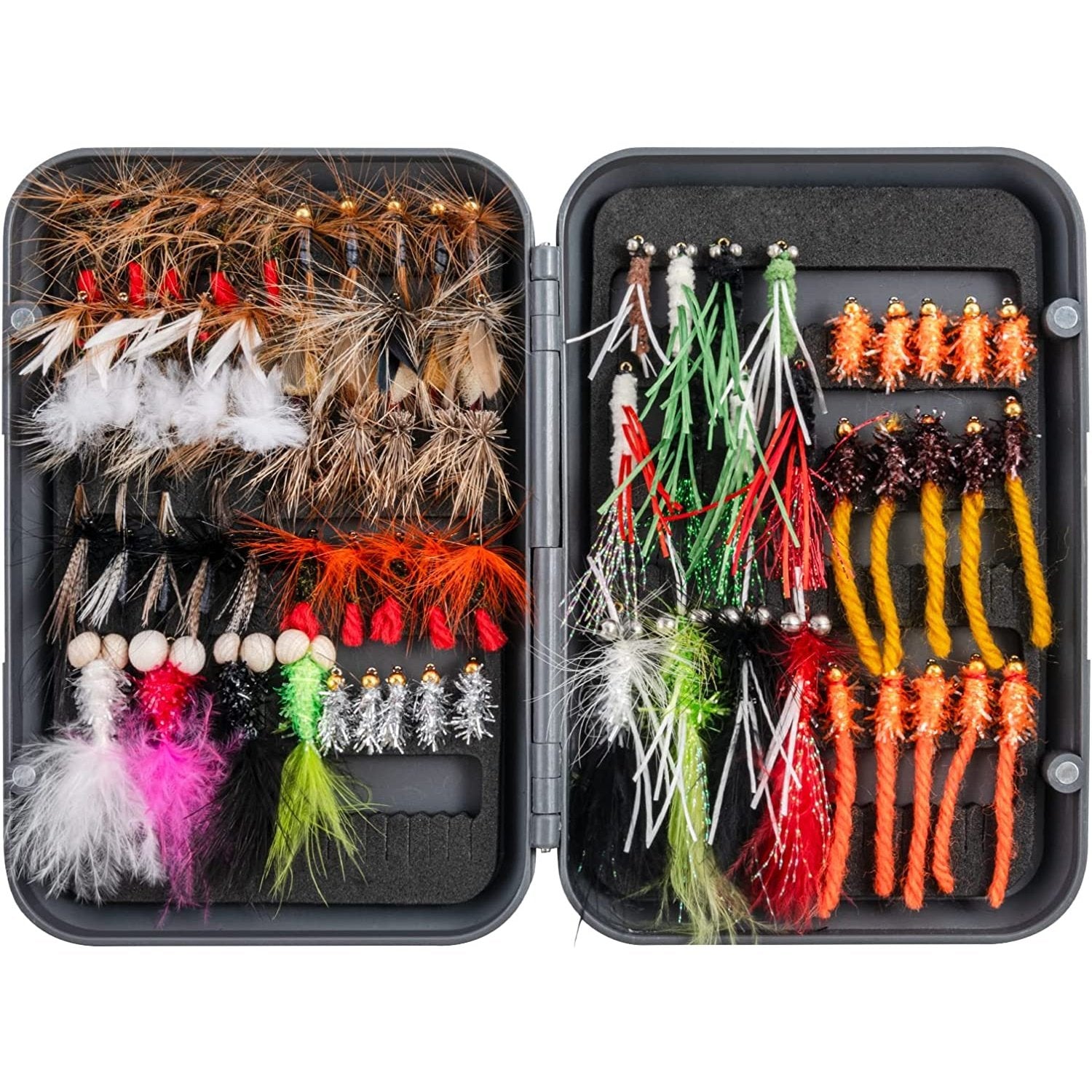 Goture Fly Fishing Flies Lures Kit with Fly Box for Bass Trout