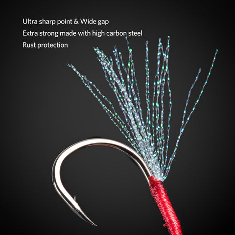 Goture Silver Bucktail Jigging Double Fishing Assist Hooks Kit for Lead Vertical Jigging Lures Jigging Slow Fast Jigs Goture Silver Bucktail Jigging Double Fishing Assist Hooks Kit for Lead Vertical Jigging Lures Jigging Slow Fast Jigs
