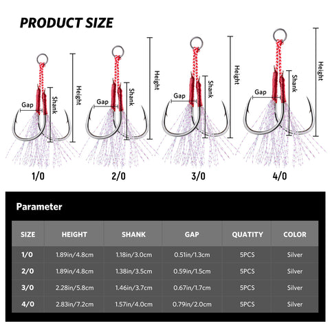 Goture Silver Bucktail Jigging Double Fishing Assist Hooks Kit for Lead Vertical Jigging Lures Jigging Slow Fast Jigs Goture Silver Bucktail Jigging Double Fishing Assist Hooks Kit for Lead Vertical Jigging Lures Jigging Slow Fast Jigs