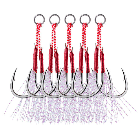Goture Silver Bucktail Jigging Double Fishing Assist Hooks Kit for Lead Vertical Jigging Lures Jigging Slow Fast Jigs Goture Silver Bucktail Jigging Double Fishing Assist Hooks Kit for Lead Vertical Jigging Lures Jigging Slow Fast Jigs