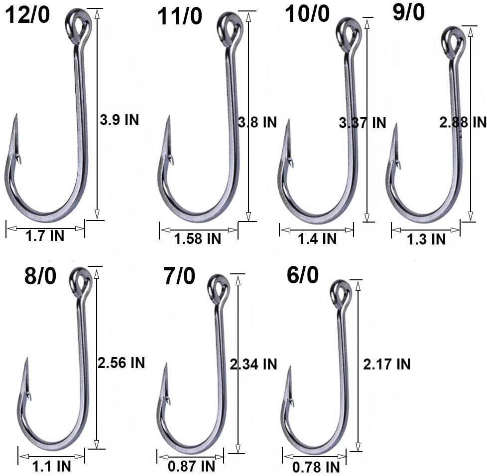 Long Shank Stainless Steel Fishing Hooks, Pack of 10 - GOTURE Long Shank Stainless Steel Fishing Hooks, Pack of 10 - GOTURE