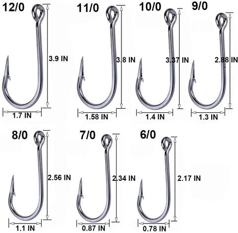 Long Shank Stainless Steel Fishing Hooks, Pack of 10 - GOTURE