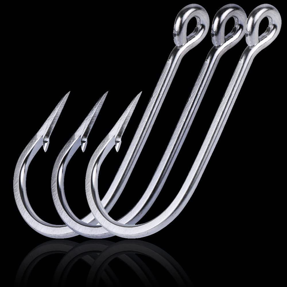 Long Shank Stainless Steel Fishing Hooks, Pack of 10 - GOTURE Long Shank Stainless Steel Fishing Hooks, Pack of 10 - GOTURE
