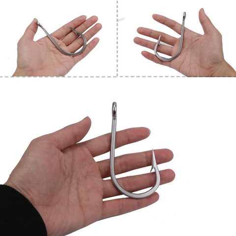 Long Shank Stainless Steel Fishing Hooks, Pack of 10 - GOTURE Long Shank Stainless Steel Fishing Hooks, Pack of 10 - GOTURE