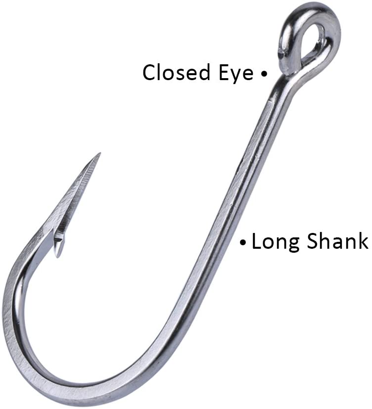 Long Shank Stainless Steel Fishing Hooks, Pack of 10 - GOTURE Long Shank Stainless Steel Fishing Hooks, Pack of 10 - GOTURE