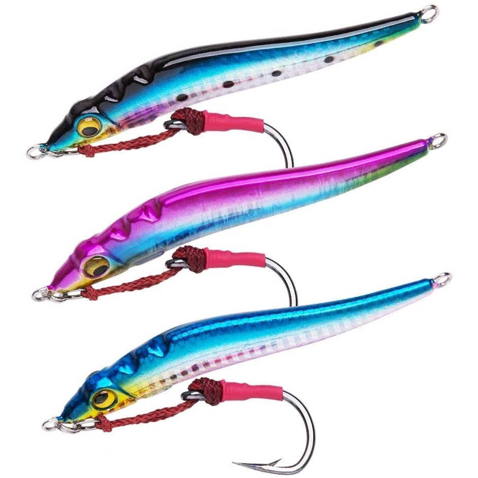Goture Saltwater Jigs Fishing Lures,Vertical Slow Pitch Jigs Saltwater with  Assist Hook, Glow Stick Lead Jig for Tuna Salmon,Luminous Lure Rattle Sound  Jig,Deep Sea Jigging Lures80g100g150g200g250g 