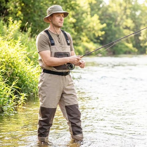 Goture 100% Waterproof Fly Fishing Hunting Chest Wader S/M/L/XL/XXL Ultra Breathable Lightweight Comfort Stockingfoot Hip Wader