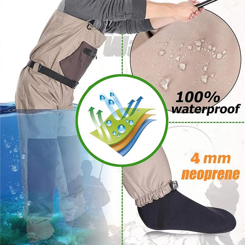 Goture 100% Waterproof Fly Fishing Hunting Chest Wader S/M/L/XL/XXL Ultra Breathable Lightweight Comfort Stockingfoot Hip Wader