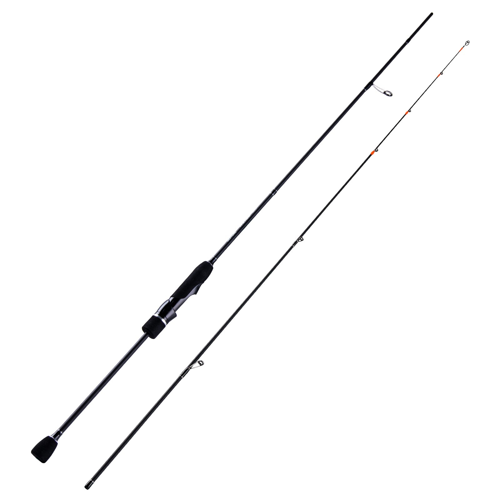 Goture 24T Carbon Fiber Casting/Spinning Rods for Freshwater - Lightweight  2 Pieces Fishing Rod - Higher Visibility w/Orange Tips - Oxide Guide 