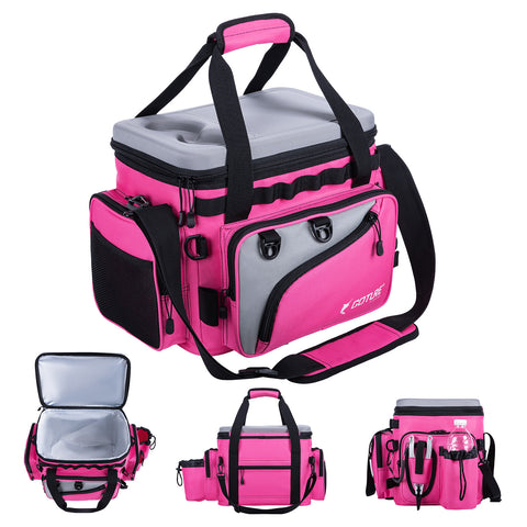 Goture Pink Fishing Rod and Reel Combos with Cooler Tackle Bag, 6FT-9FT Telescopic Fishing Pole with Spinning Reel,4 3600 Trays,Lures,Pliers,Travel Full Kit for Freshwater Saltwater, Women/Beginners