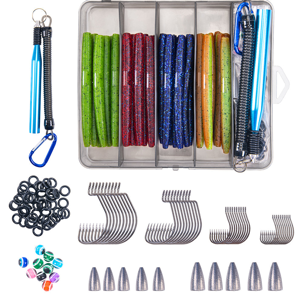 Ultimate Wacky Worm Fishing Kit: 32 Vibrant Worms, Hooks, and More!
