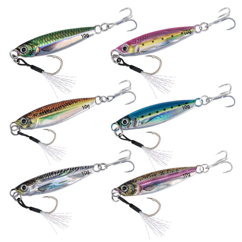 Goture Fishing Jigs, Vertical Jigging Lure with Assist & Treble Hooks 3D Laser Coating,Barb Assist Hook with Tassels, Saltwater Freshwater, for Tuna, Salmon,StripedBass,Grouper Snapper,Kingfish