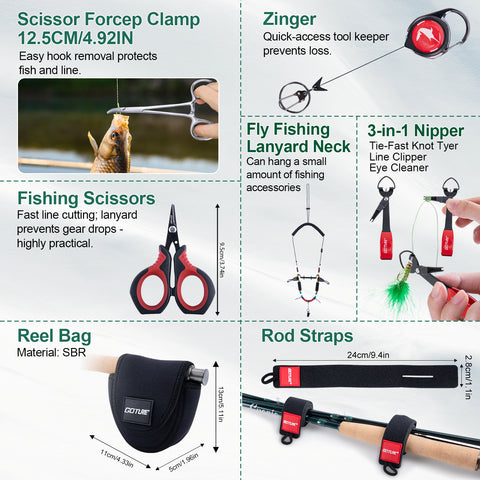 Goture Fly Fishing Kit & Gear Bag, 9FT Fly Rod and Reel Combo | Complete Starter Kit for Adults