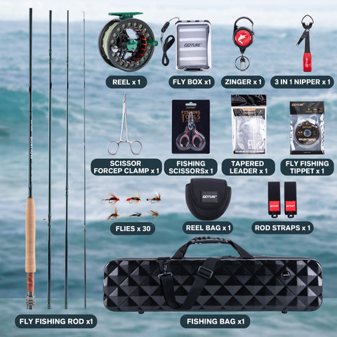 Goture Fly Fishing Kit & Gear Bag, 9FT Fly Rod and Reel Combo | Complete Starter Kit for Adults