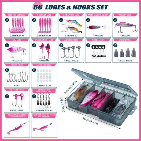 Goture Pink Fishing Rod and Reel Combos with 77L Cooler Backpack,6FT-9FT | Telescopic Fishing Pole, Spinning Reel,4 3600 Trays,Pliers,Full Kit for Freshwater Saltwater, Tackle Backpack & 3 Rod Holders