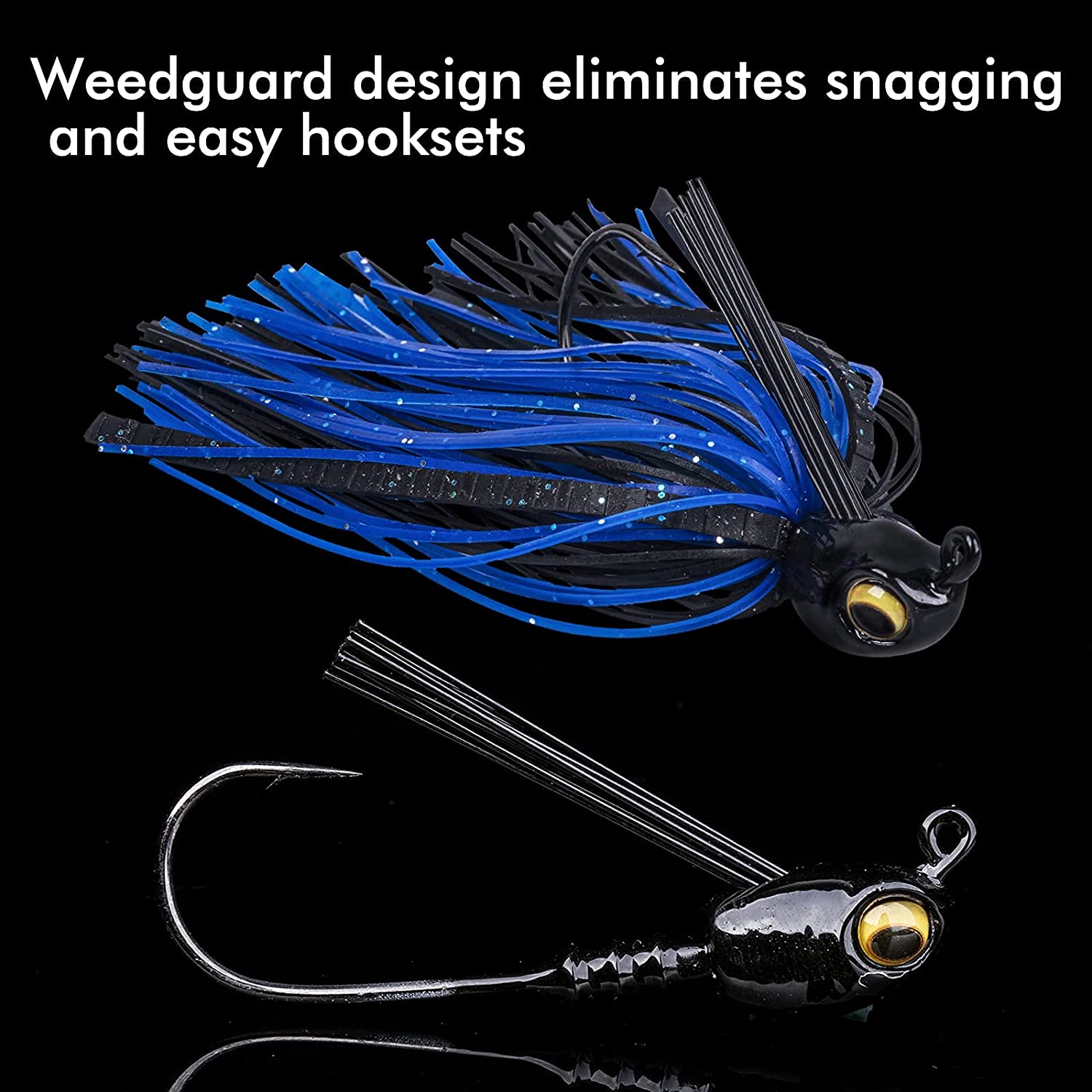  Goture Fishing Jigs - Swim Jigs for Bass Fishing- Bass Jigs  Fishing Lures with Weed Guards, MUSTAD Hook, Silicone Skirts, Streamlined  Head - 1/2 oz 5PCS Swim Bass Jigs with