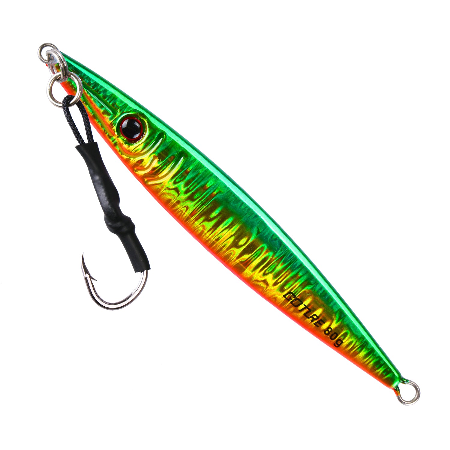 Streamline 3D Saltwater Jig Lures with Glow Effect - 80g / Green