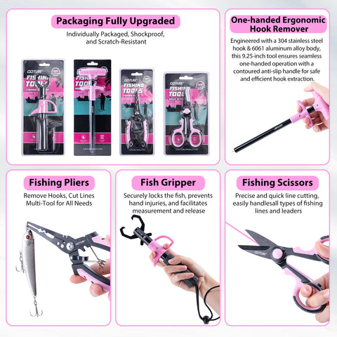 Goture Pink Fishing Rod and Reel Combos with 77L Cooler Backpack,6FT-9FT | Telescopic Fishing Pole, Spinning Reel,4 3600 Trays,Pliers,Full Kit for Freshwater Saltwater, Tackle Backpack & 3 Rod Holders
