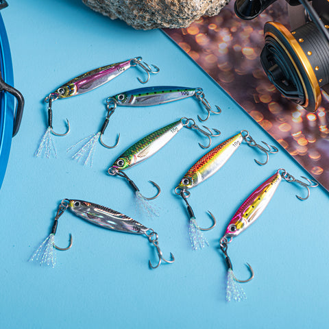 Goture Fishing Jigs, Vertical Jigging Lure with Assist & Treble Hooks 3D Laser Coating,Barb Assist Hook with Tassels, Saltwater Freshwater, for Tuna, Salmon,StripedBass,Grouper Snapper,Kingfish