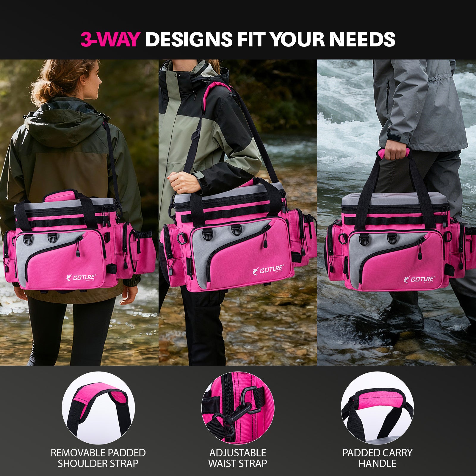 Goture Pink Fishing Rod and Reel Combos with Cooler Tackle Bag, 6FT-9F – GOTURE