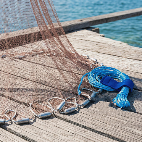 Goture 1pc Cast Net, Round Hand Throw Fishing Net, Professional Monofilament Throw Net with Heavy-Duty Sinkers, Easy-Cast Spin Net, Heavy-Duty Bait Fishing Net, Universal for Freshwater and Saltwater