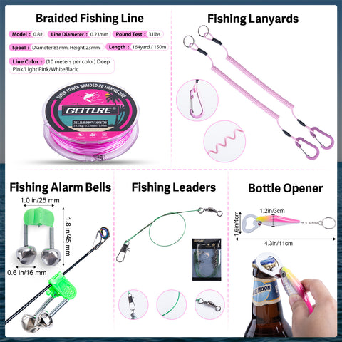 Goture Pink Fishing Rod and Reel Combos with 77L Cooler Backpack,6FT-9FT | Telescopic Fishing Pole, Spinning Reel,4 3600 Trays,Pliers,Full Kit for Freshwater Saltwater, Tackle Backpack & 3 Rod Holders