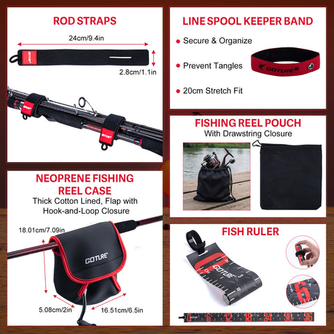 Goture Fishing Rod & Reel Combo-6 Piece Fishing Rod Set,Travel Fish Rod | Ultralight Spinning Rod Set w/Fishing Reel, Fishing Tackle Bag, Braided Line, Lures & Hooks Kit