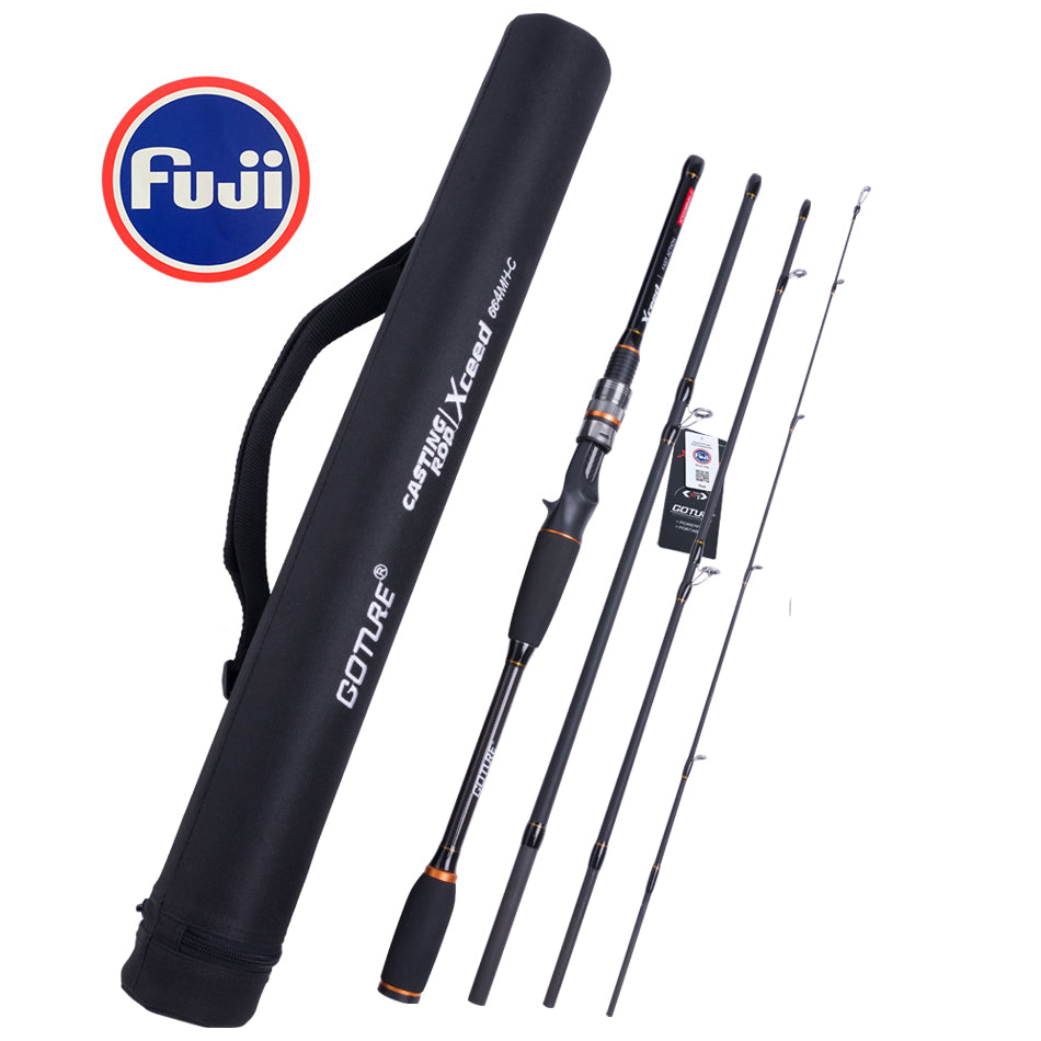 Goture Travel Fishing Rods,4 Piece Fishing Pole with Case/Bag,Portable  Spinning Rod - 6.6FT Casting-MH